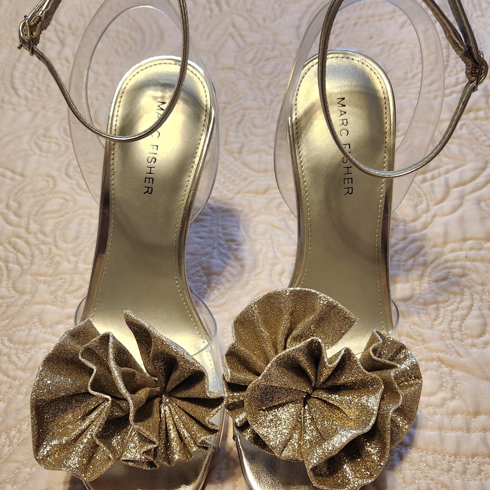 Marc Fisher Gold Glitter Heels